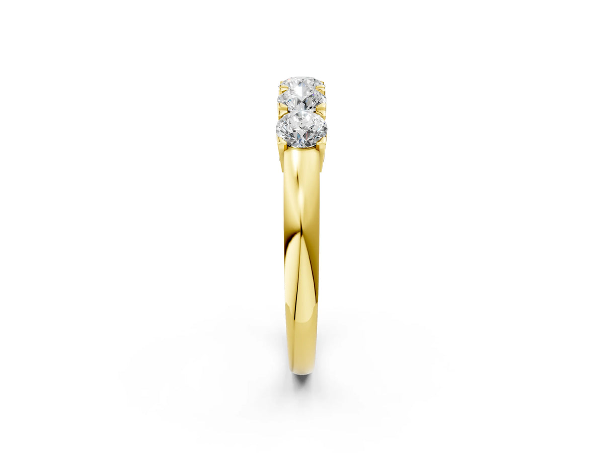 Yellow gold Five-Stone Round Diamond Prong Set White Gold Band_2