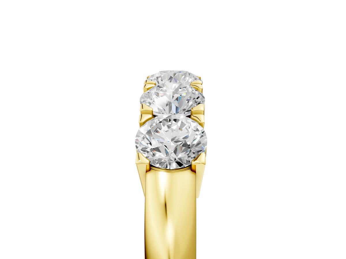 Yellow gold Five-Stone Round Diamond Prong Set White Gold Band_5
