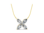 Yellow gold Four-Prong Marquise Diamond Flower Pendant_1