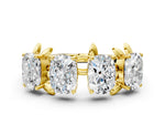 Yellow gold Four-Stone Elongated Cushion Diamond Band with Nature-Inspired Prong Setting