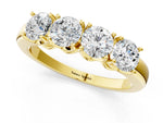 Yellow gold Four-Stone Round Cut Diamond Prong-Set White Gold Band_1