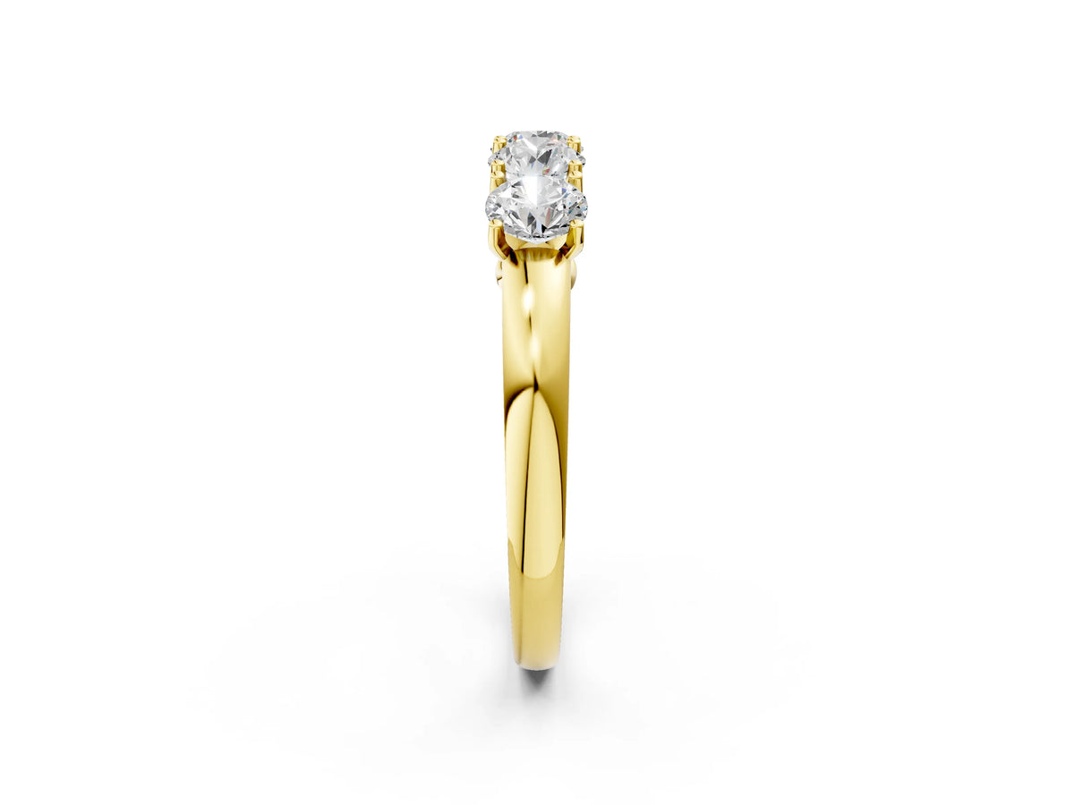 Yellow gold Four-Stone Round Cut Diamond Prong-Set White Gold Band_2