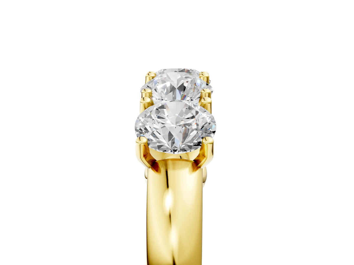 Yellow gold Four-Stone Round Cut Diamond Prong-Set White Gold Band_5