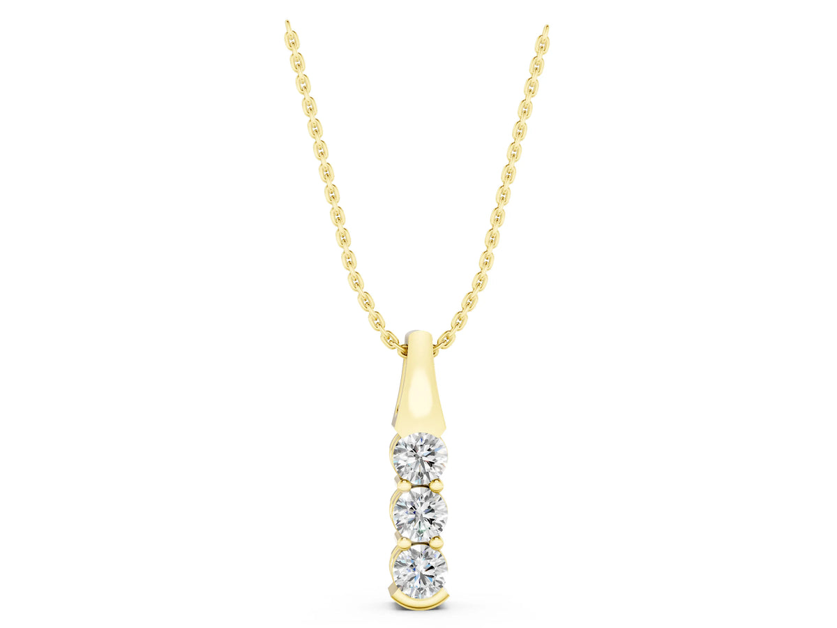 Yellow gold Four-Stone Round Diamond Channel-Set Pendant_1