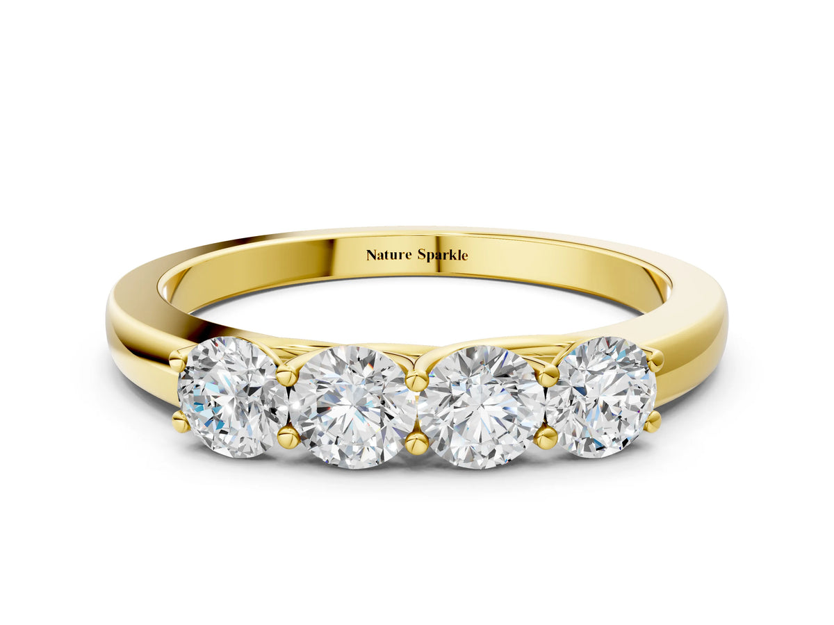 Yellow gold Four-Stone Round Diamond Prong-Set Band