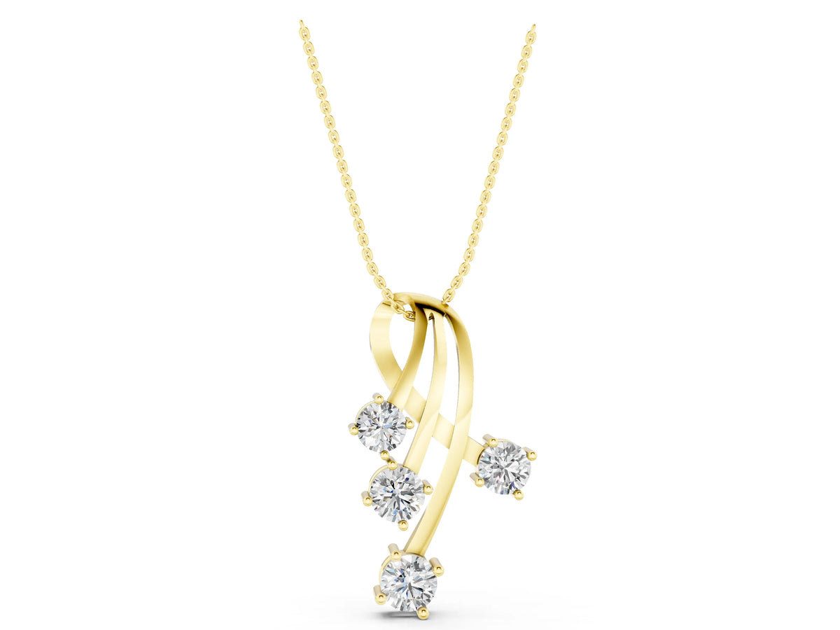 Yellow gold Four-Stone Round Diamond Prong-Set Pendant_1