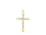 Yellow gold Gold Cross Pendant with Round Cut Stones and Prong Setting