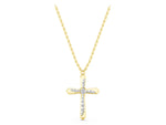 Yellow gold Gold Cross Pendant with Round Cut Stones and Prong Setting_1