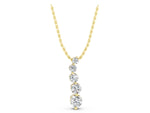 Yellow gold Graduated Round Diamond Prong Set Pendant_1