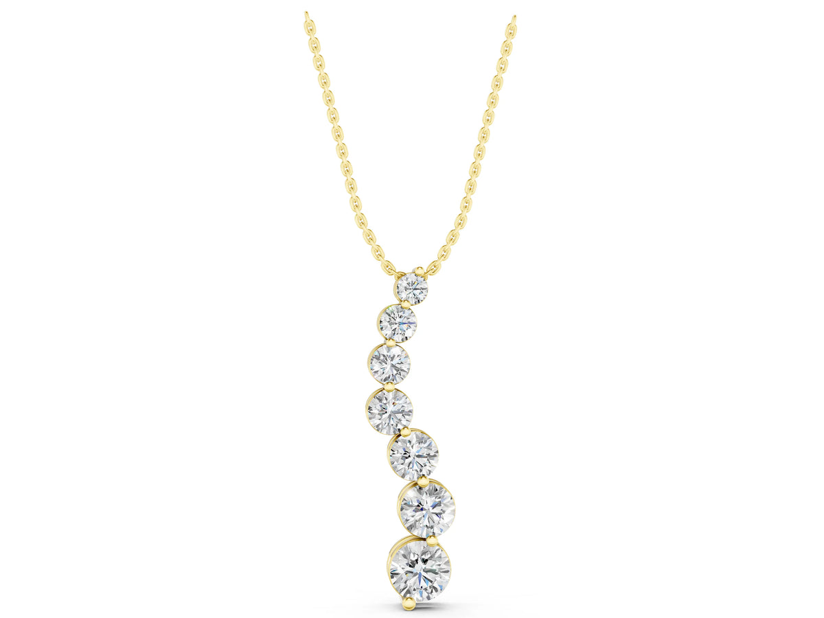 Yellow gold Graduated Round Prong-Set Diamond Pendant_1
