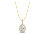 Yellow gold Halo Oval Diamond Pendant with Prong Setting_1