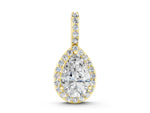 Yellow gold Halo Pear Diamond Pendant with Prong Setting