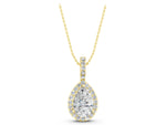 Yellow gold Halo Pear Diamond Pendant with Prong Setting_1