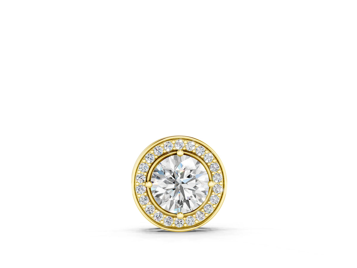 Yellow gold Halo Round Diamond Four-Prong Pendant