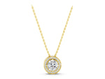 Yellow gold Halo Round Diamond Four-Prong Pendant_1