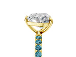 Yellow gold Heart Cut Diamond Solitaire Ring with Round Blue Topaz Pavé Band and Prong Setting_5