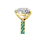 Yellow gold Heart Cut Diamond Solitaire Ring with Round Green Sapphire Pavé Band and Prong Setting_5