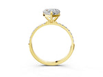 Yellow gold Heart Cut Diamond Solitaire Ring with Round Moissanite Pavé Band and Prong Setting_3