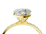 Yellow gold Heart Cut Diamond Solitaire Ring with Round Moissanite Pavé Band and Prong Setting_4