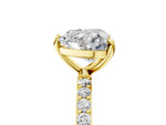 Yellow gold Heart Cut Diamond Solitaire Ring with Round Moissanite Pavé Band and Prong Setting_5
