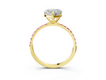Yellow gold Heart Cut Diamond Solitaire Ring with Round Pink Sapphire Pavé Band and Prong Setting_3