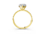 Yellow gold Heart Cut Diamond Solitaire Ring with Round Yellow Sapphire Pavé Band and Prong Setting_3