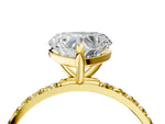 Yellow gold Heart Cut Diamond Solitaire Ring with Round Yellow Sapphire Pavé Band and Prong Setting_4