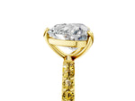 Yellow gold Heart Cut Diamond Solitaire Ring with Round Yellow Sapphire Pavé Band and Prong Setting_5