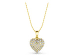 Yellow gold Heart Diamond Pendant with Pavé Setting_1