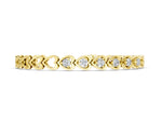 Yellow gold Heart Link Diamond Tennis Bracelet with Round Cut Stones and Bezel Setting