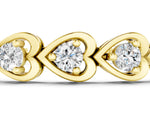 Yellow gold Heart Link Diamond Tennis Bracelet with Round Cut Stones and Bezel Setting_1