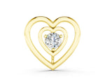 Yellow gold Heart Prong Round Diamond Pendant