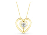 Yellow gold Heart Prong Round Diamond Pendant_1