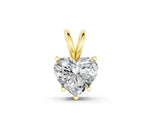 Yellow gold Heart-Shaped Diamond Solitaire Pendant with Four-Prong Setting