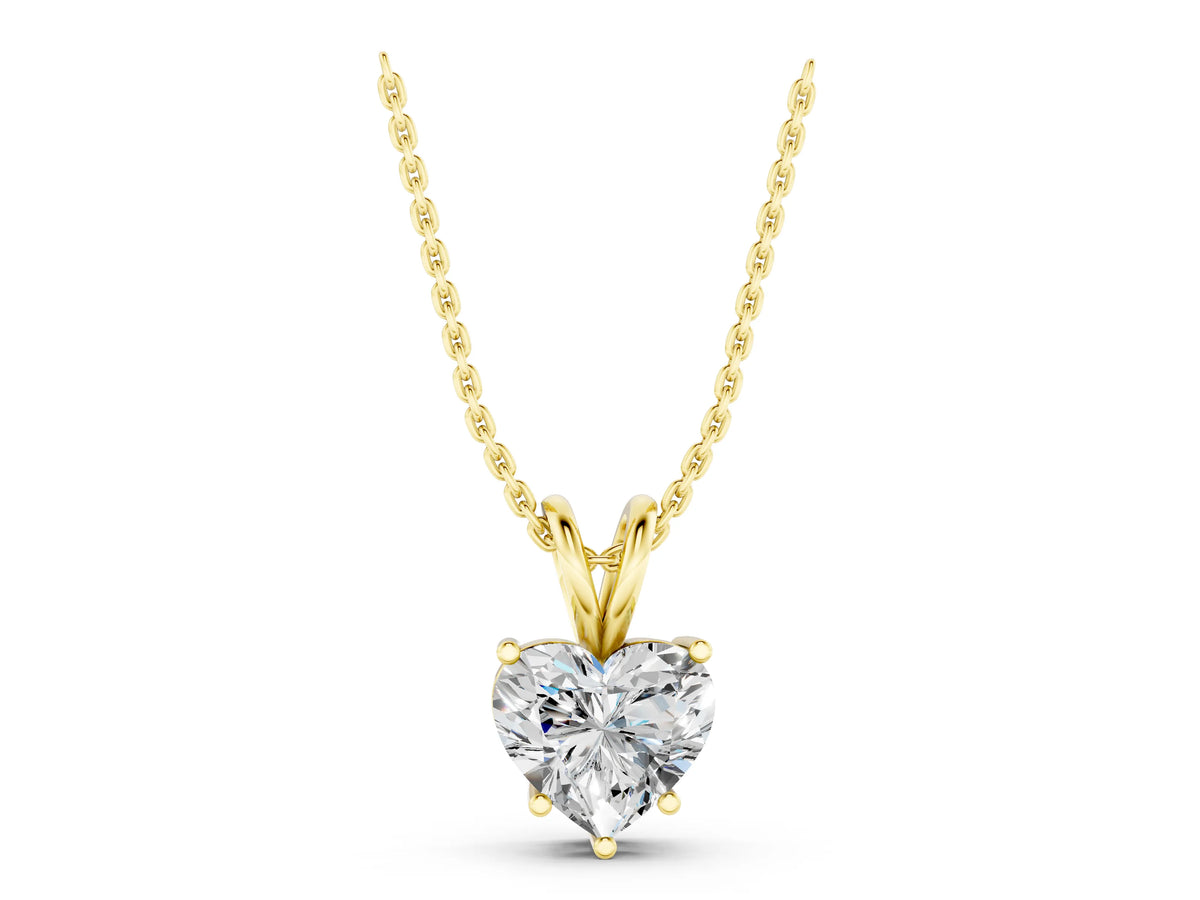 Yellow gold Heart-Shaped Diamond Solitaire Pendant with Four-Prong Setting_1
