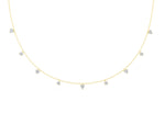 Yellow gold Heart and Round Diamond Station Necklace