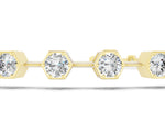 Yellow gold Hexagon Bezel Round Diamond Tennis Bracelet_1