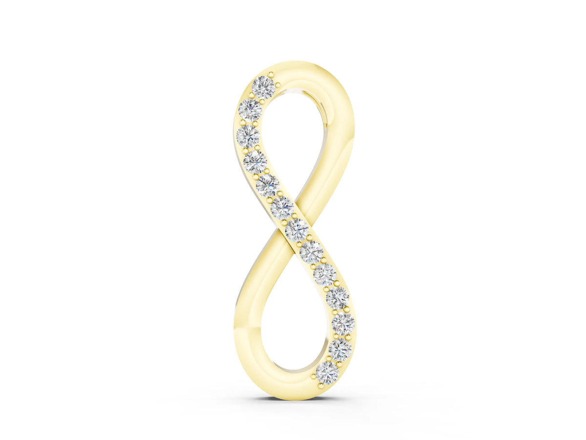 Yellow gold Infinity Pendant with Round Brilliant Diamonds in Pavé Setting