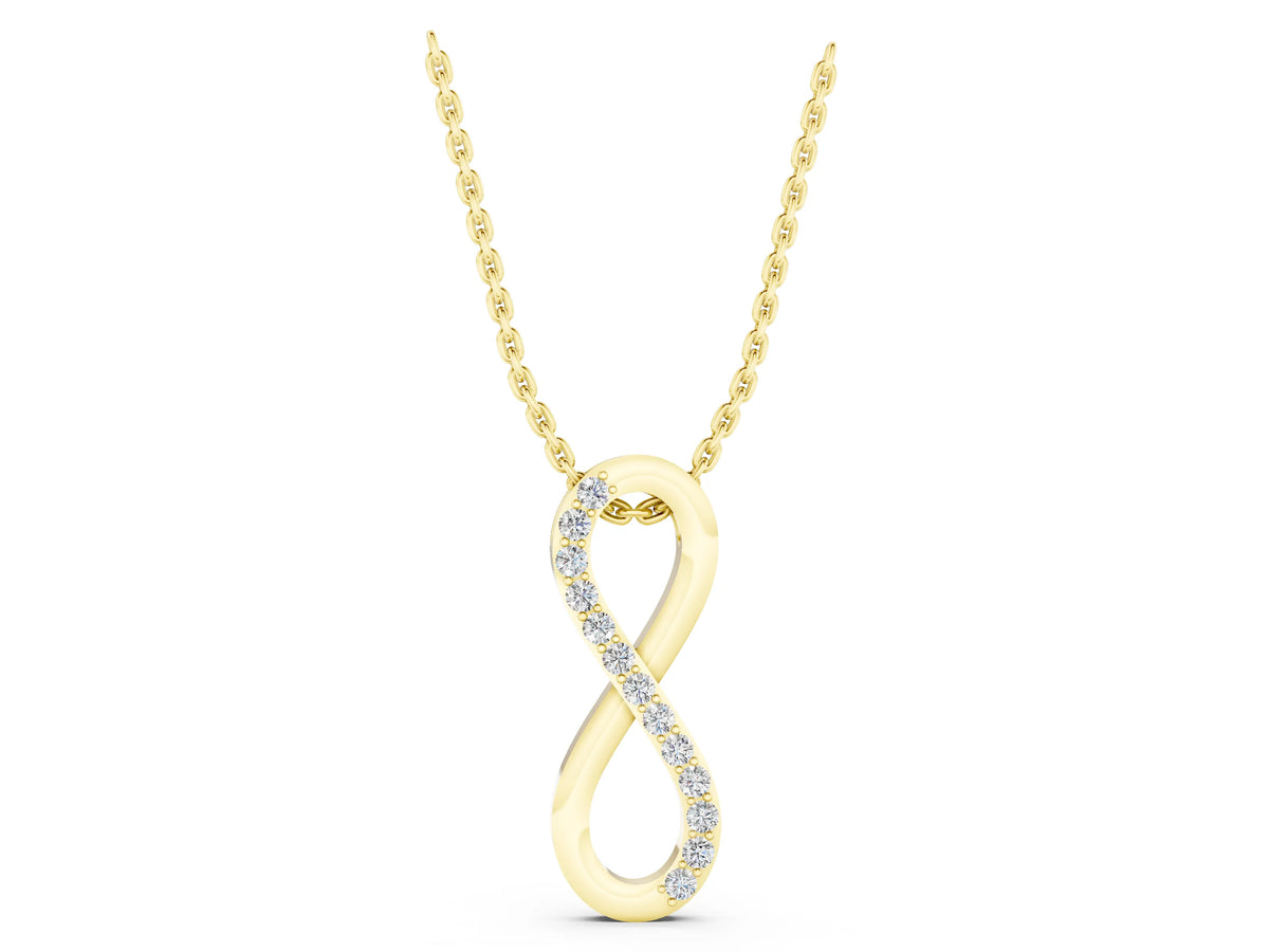 Yellow gold Infinity Pendant with Round Brilliant Diamonds in Pavé Setting_1