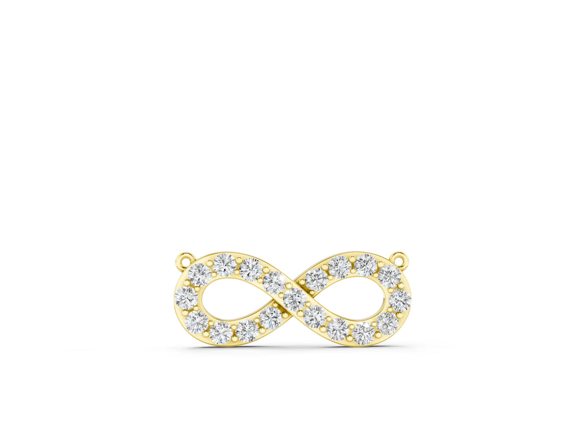 Yellow gold Infinity Pendant with Round Cut Diamonds in Pavé Setting