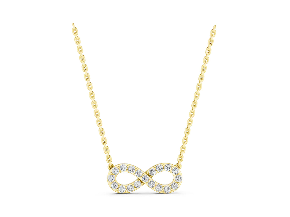 Yellow gold Infinity Pendant with Round Cut Diamonds in Pavé Setting_1