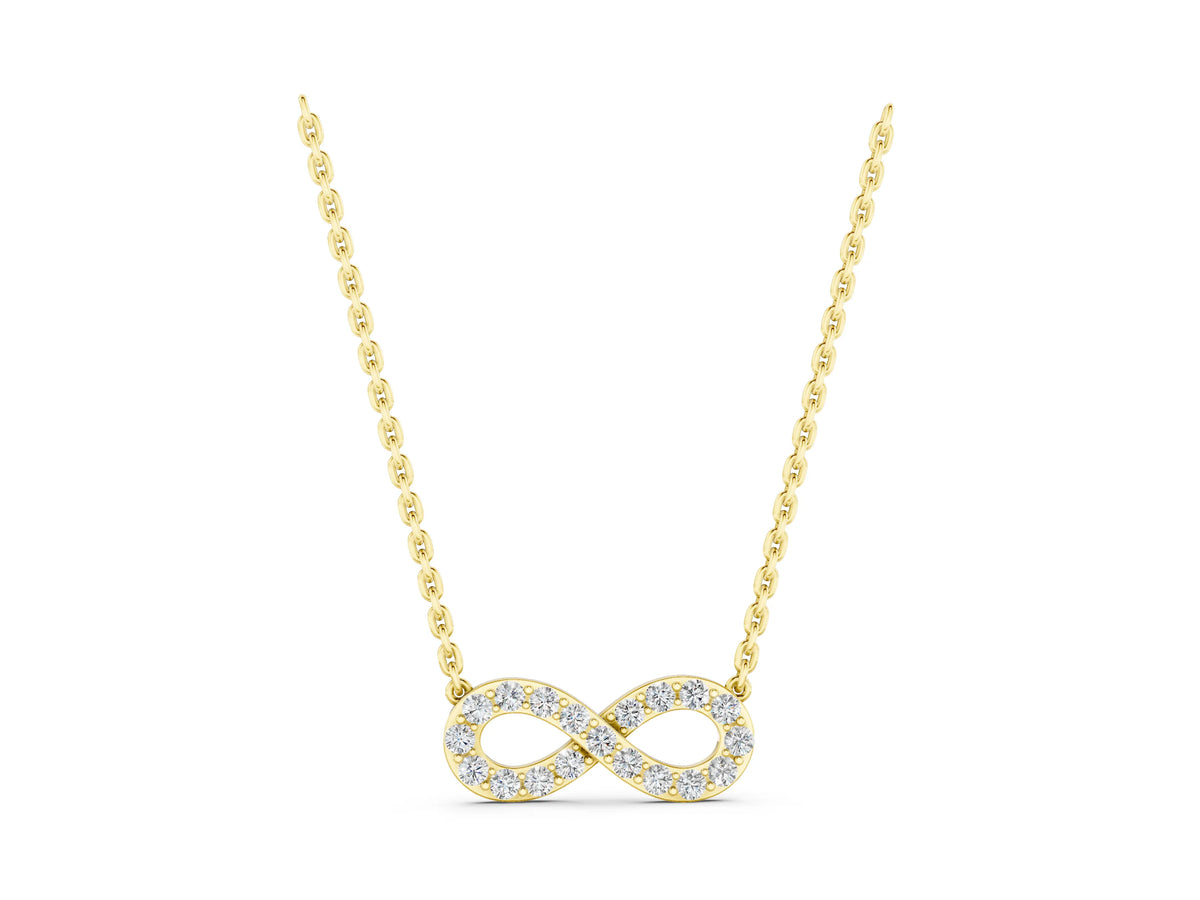 Yellow gold Infinity Pendant with Round Diamond Pavé Setting_1