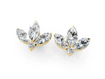 Yellow gold Marquise Cluster Stud Earrings with Round Prong Setting_1