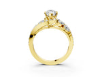 Yellow gold Marquise Cut Diamond Halo Ring with Marquise and Pavé Band in Prong Setting_3
