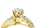 Yellow gold Marquise Cut Diamond Halo Ring with Marquise and Pavé Band in Prong Setting_4