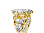 Yellow gold Marquise Cut Diamond Halo Ring with Marquise and Pavé Band in Prong Setting_5