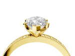 Yellow gold Marquise Cut Diamond Milgrain Pavé Engagement Ring with Four-Prong Setting_4