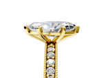 Yellow gold Marquise Cut Diamond Milgrain Pavé Engagement Ring with Four-Prong Setting_5
