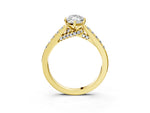 Yellow gold Marquise Cut Diamond Solitaire Ring with Crossover Gallery and Round Pavé Band_3