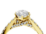Yellow gold Marquise Cut Diamond Solitaire Ring with Crossover Gallery and Round Pavé Band_4